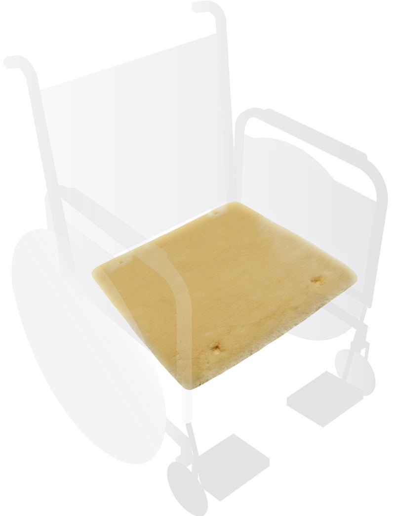 Eurow Genuine Australian Merino Sheepskin Wheelchair Seat Pad, Thick Pressure Relief Cushion for Comfort, Friction, & Pain Reduction, Breathable, Machine Washable,18x18, Champagne - Image 1